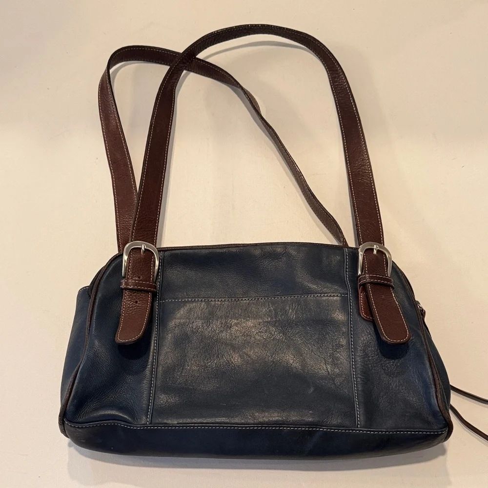 Stylish Navy and Brown Shoulder Bag
